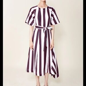 Du‎ Paradis NWOT SZ Small the Juliet cotton  Striped Midi Dress with Belt
